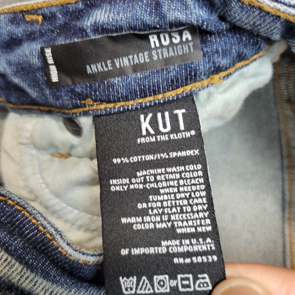 Kut From The Kloth Jeans Womens 0 Blue Denim High Rise Ankle VTG Straight Preppy - Picture 13 of 13